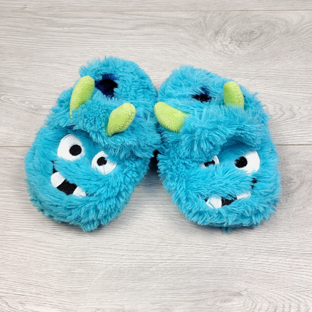 STML2 - Blue hard sole monster slippers. Size 5/6