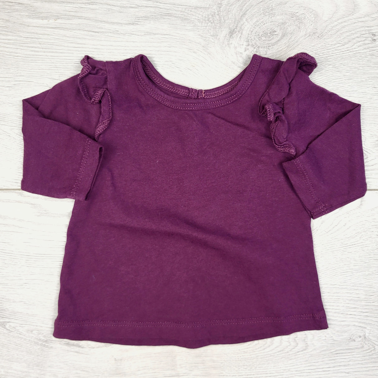 STML22 - George plum coloured top with ruffles. Size 0-3 months