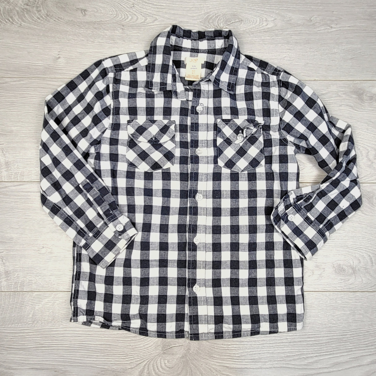 CBRD1 - Joe black plaid button down shirt. Size 6/7