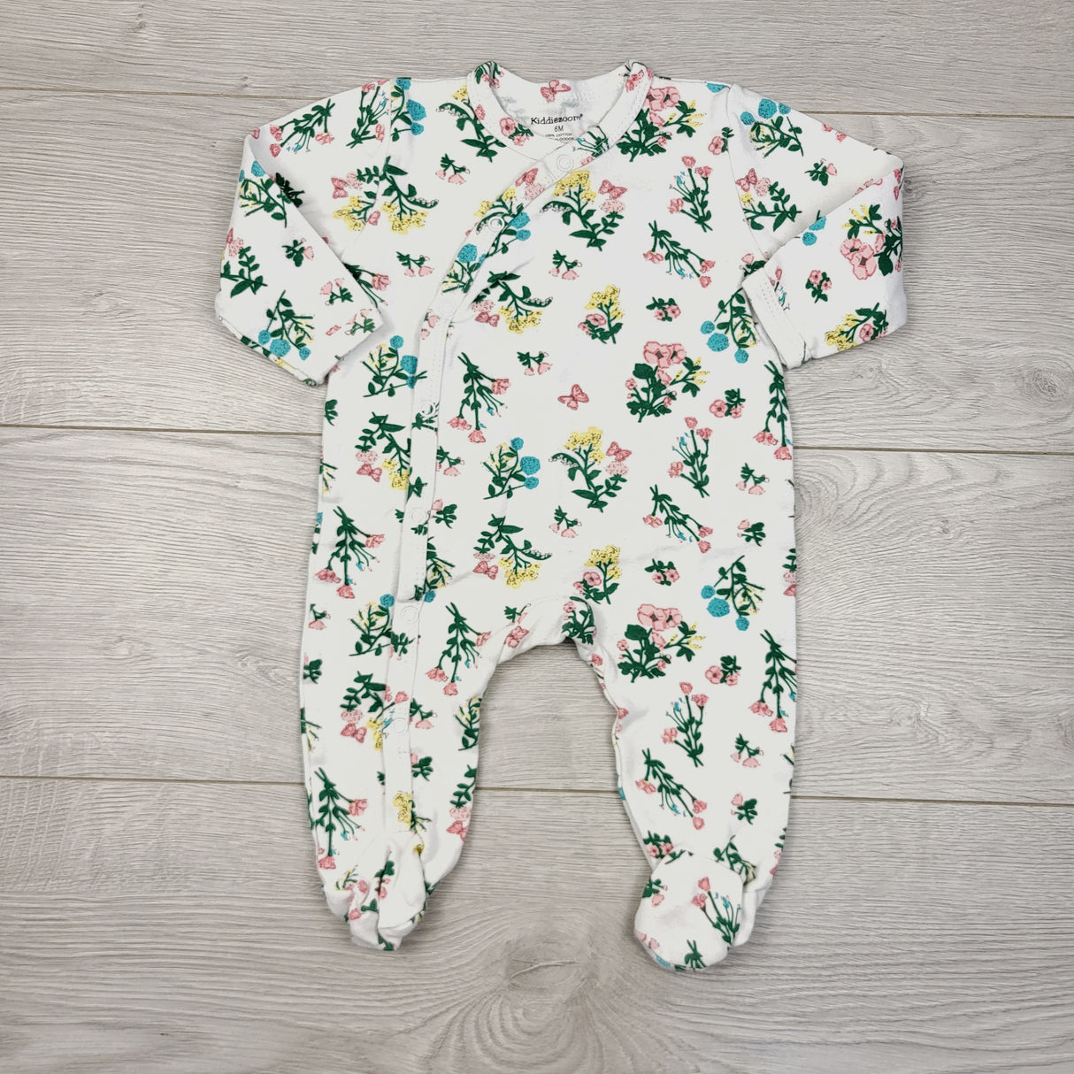 COHI2 - Kiddiezoom white floral print cotton sleeper. Size 6 months