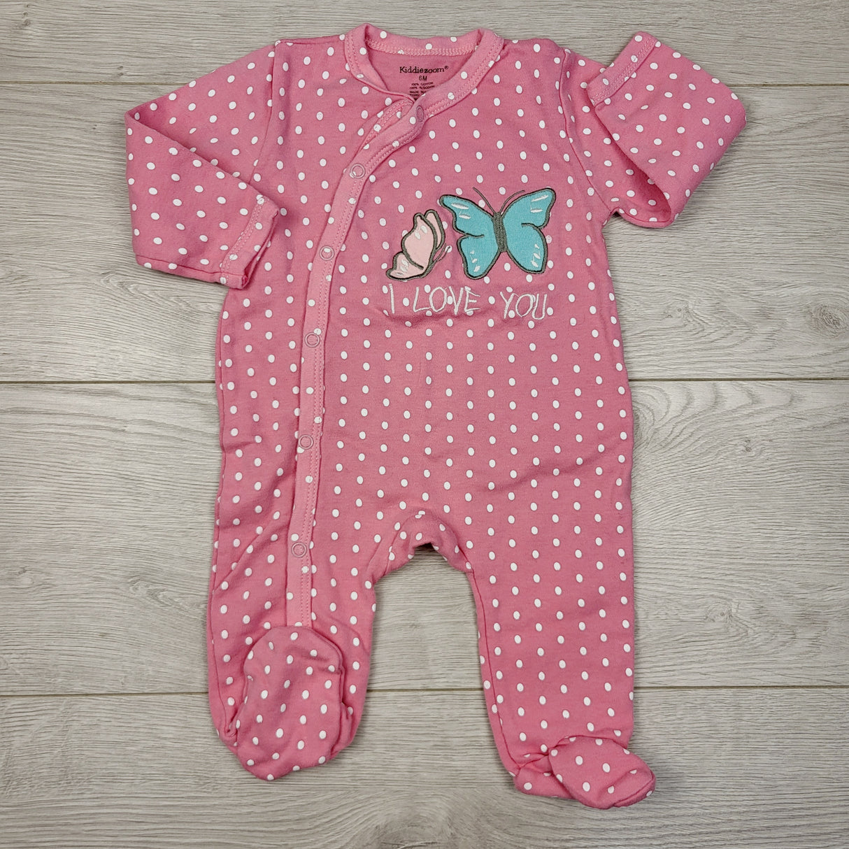 COHI2 - Kiddiezoom pink polka dot cotton sleeper. Size 6 months