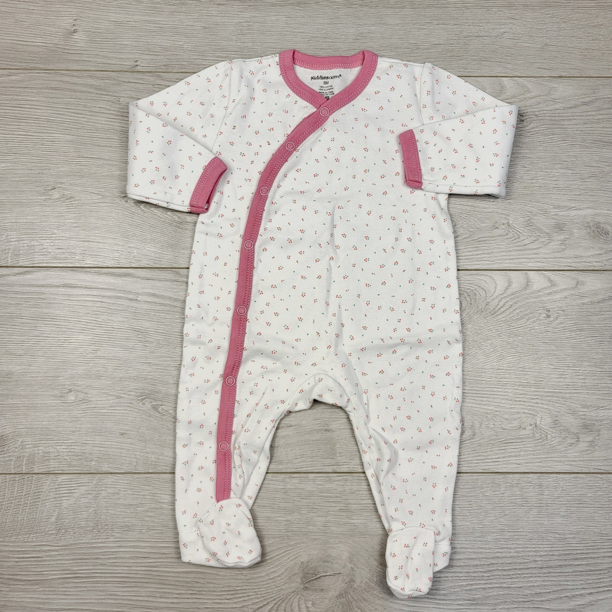 COHI2 - Kiddiezoom white floral print sleeper. Size 6 months