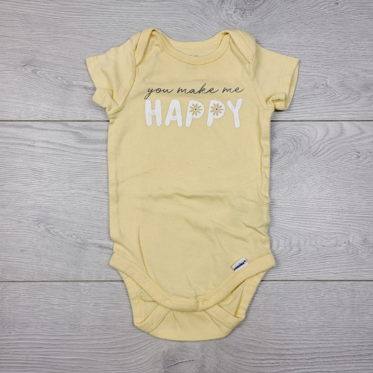 COHI2 - Gerber yellow "You Make Me Happy" bodysuit. Size 3-6 months