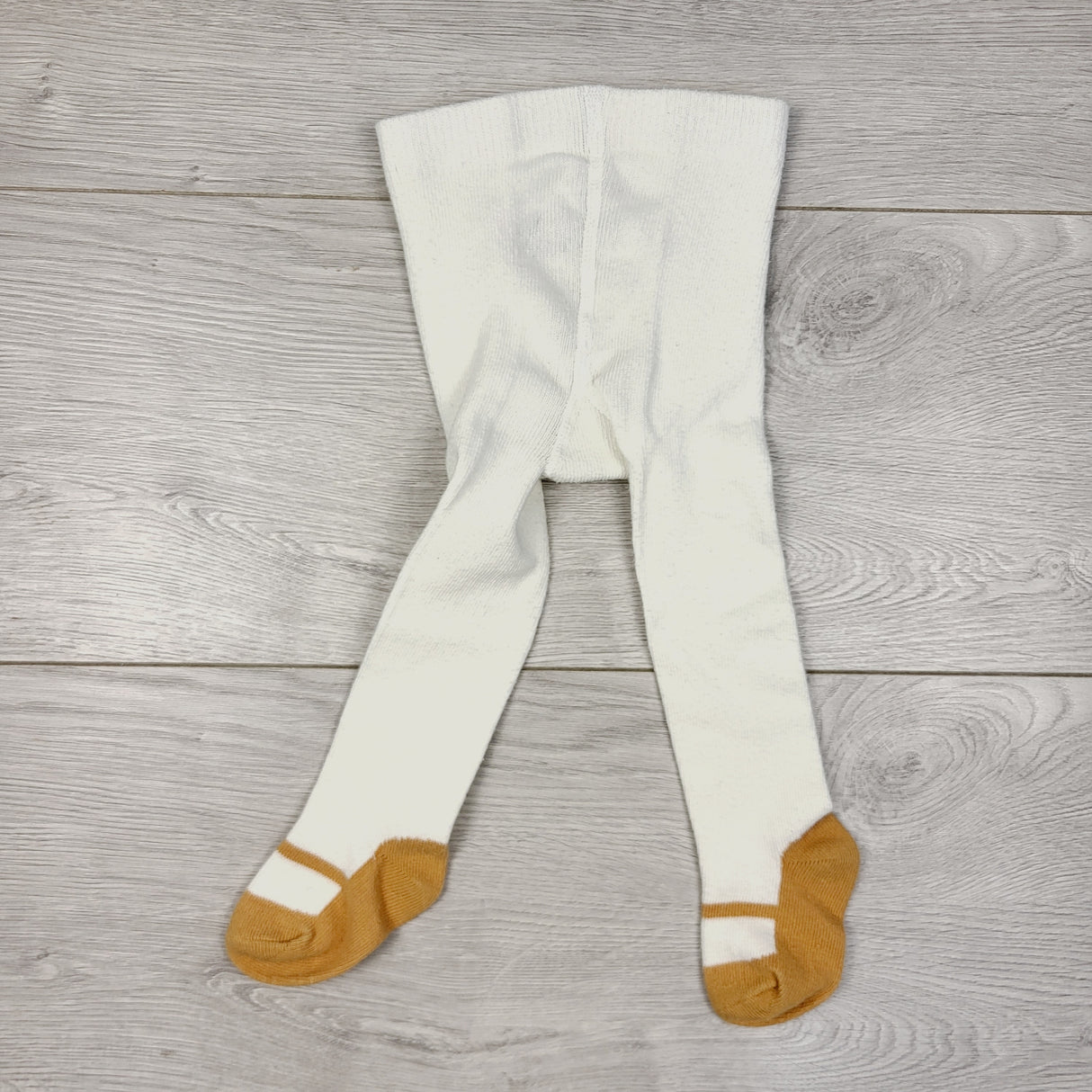COHI2 - White and golden yellow tights. Size 3-6 months