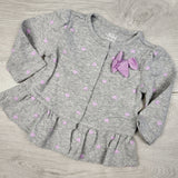 COHI2 - Child of Mine grey and purple snap button top with hearts. Size 0-3 months