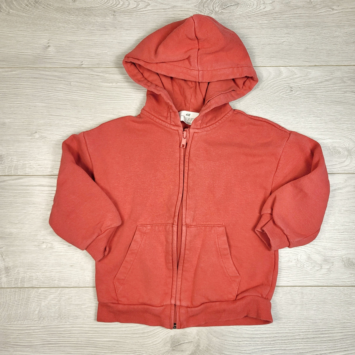 LESB1 - H and M brick coloured fleecy lined zip up hoodie. Size 2-4T
