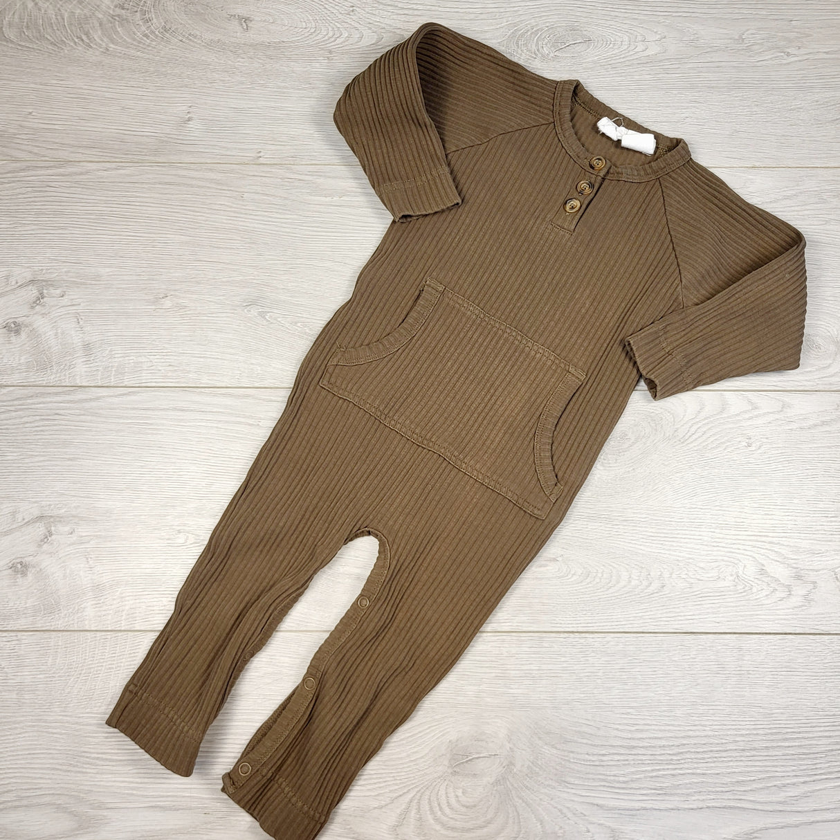 GEND1 - Jamie Kay green ribbed romper. Size 1 Year