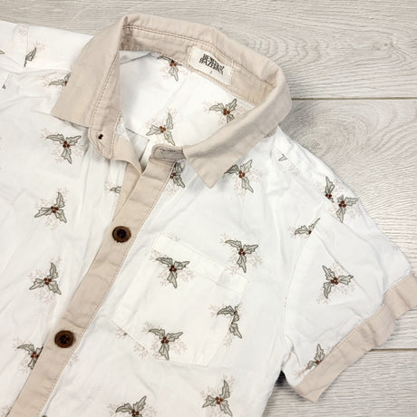 GEND1 - Bencer and Hazelnut button down shirt with holly. Size 2T
