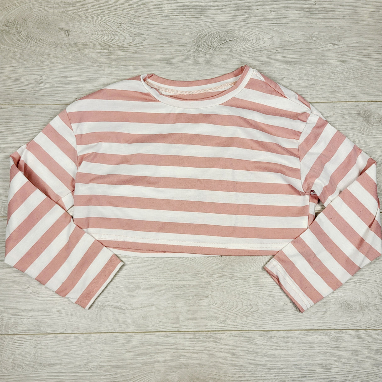TBRG2 - Shein pink striped cropped long sleeve top. Size 9