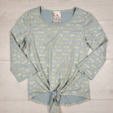 TBRG2 - Jenna and Jessie blue knotted top. Size 8