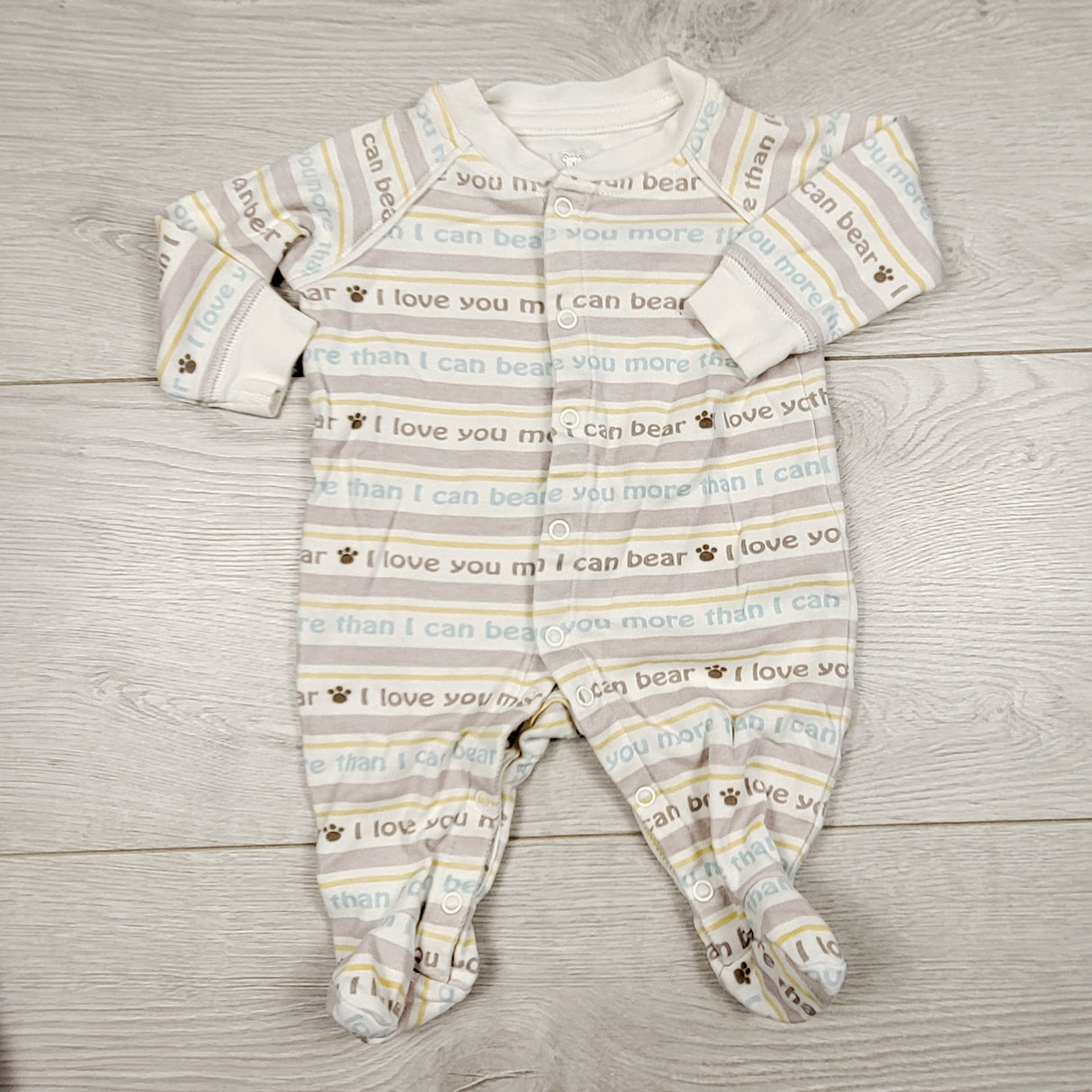 MLM22 - Koala Baby striped cotton sleeper. Newborn size
