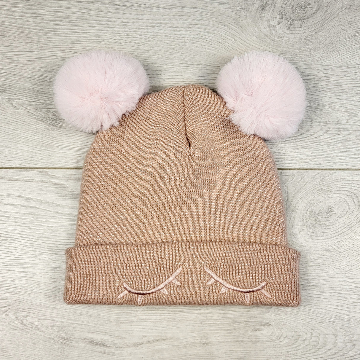 TBRG3 - Pink sparkly pom pom toque. Toddler sized