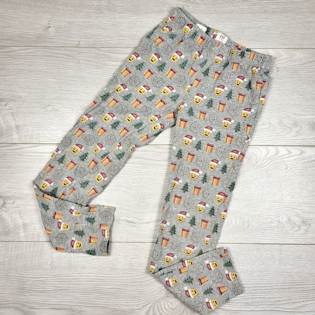 ESZ3 - Gap grey holiday themed Emoji leggings. Size 6/7