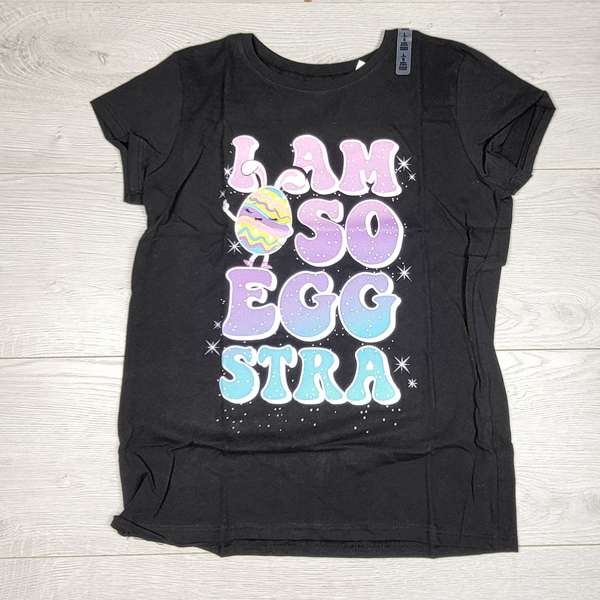 CBRD11 - NEW - Children's Place black "I am So Egg-stra" t-shirt. Size 10/12