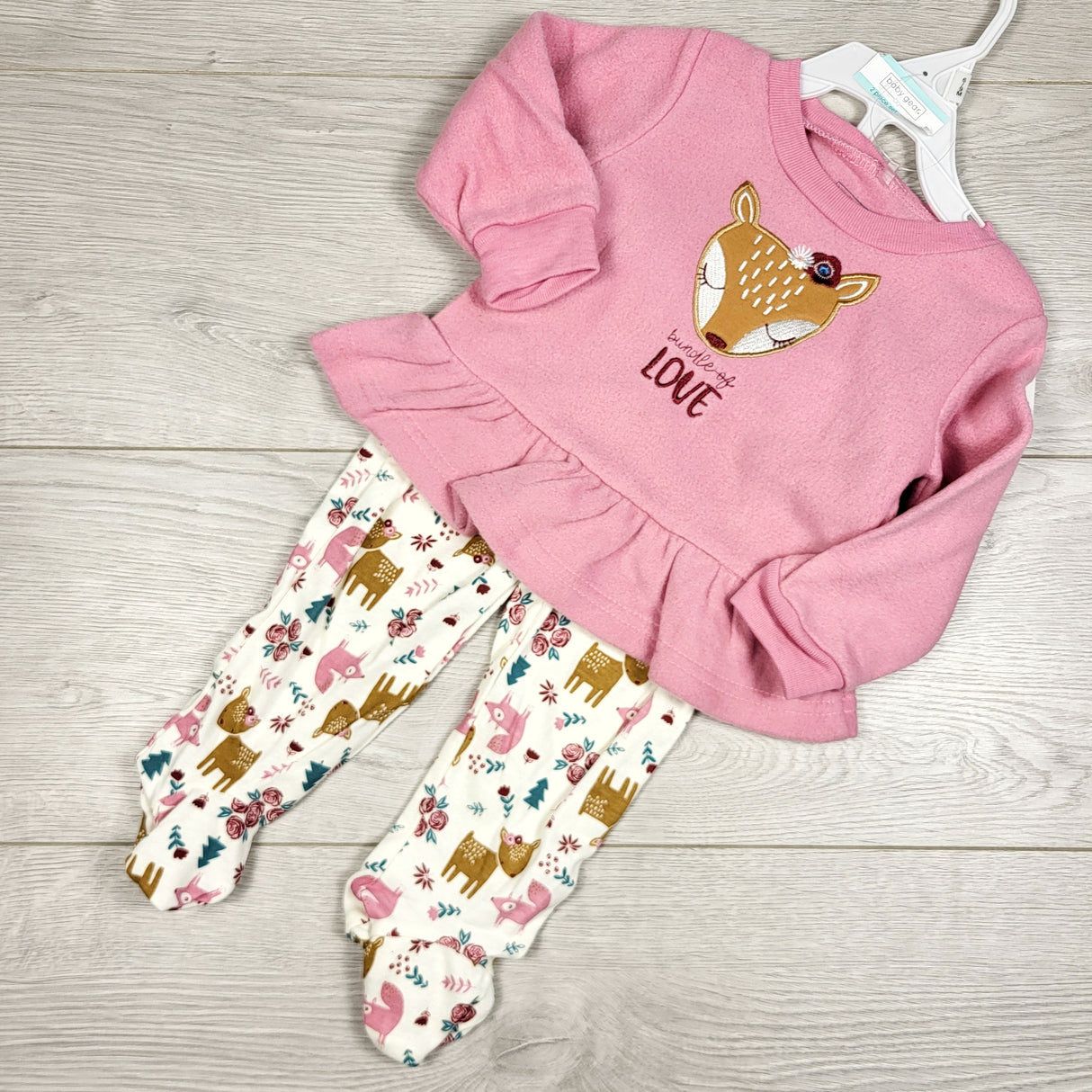 STHA1 - NEW - Baby Gear 2pc sweatshirt set with deer. Size 6-9 Months