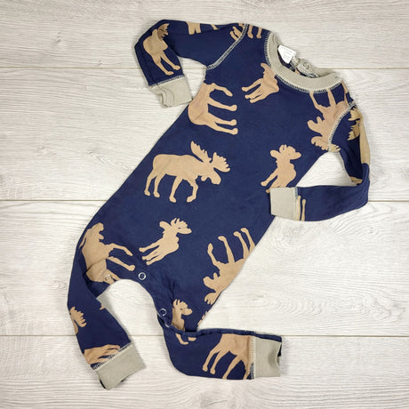 STHA1 - Lazy One navy "Don't Moose With Me" flapjack sleeper. Size 12 months 🍁