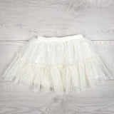 LKAN1 - Old Navy white tulle skirt with gold polka dots. Size 12-18 months