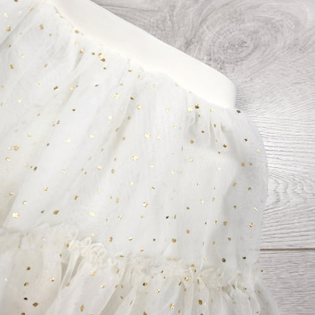 LKAN1 - Old Navy white tulle skirt with gold polka dots. Size 12-18 months