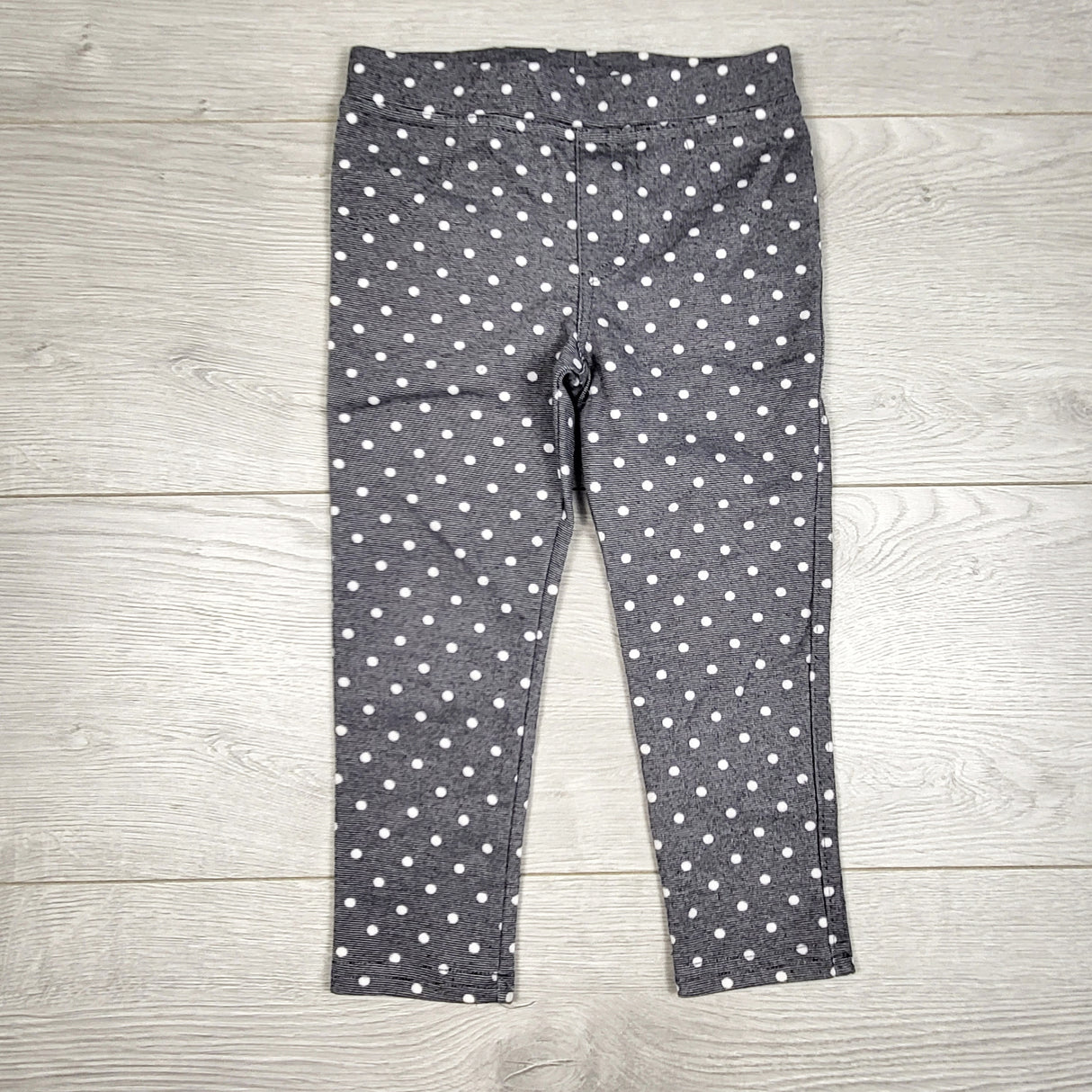 TSTB1 - Grey polka dot denim look leggings. Size 2T