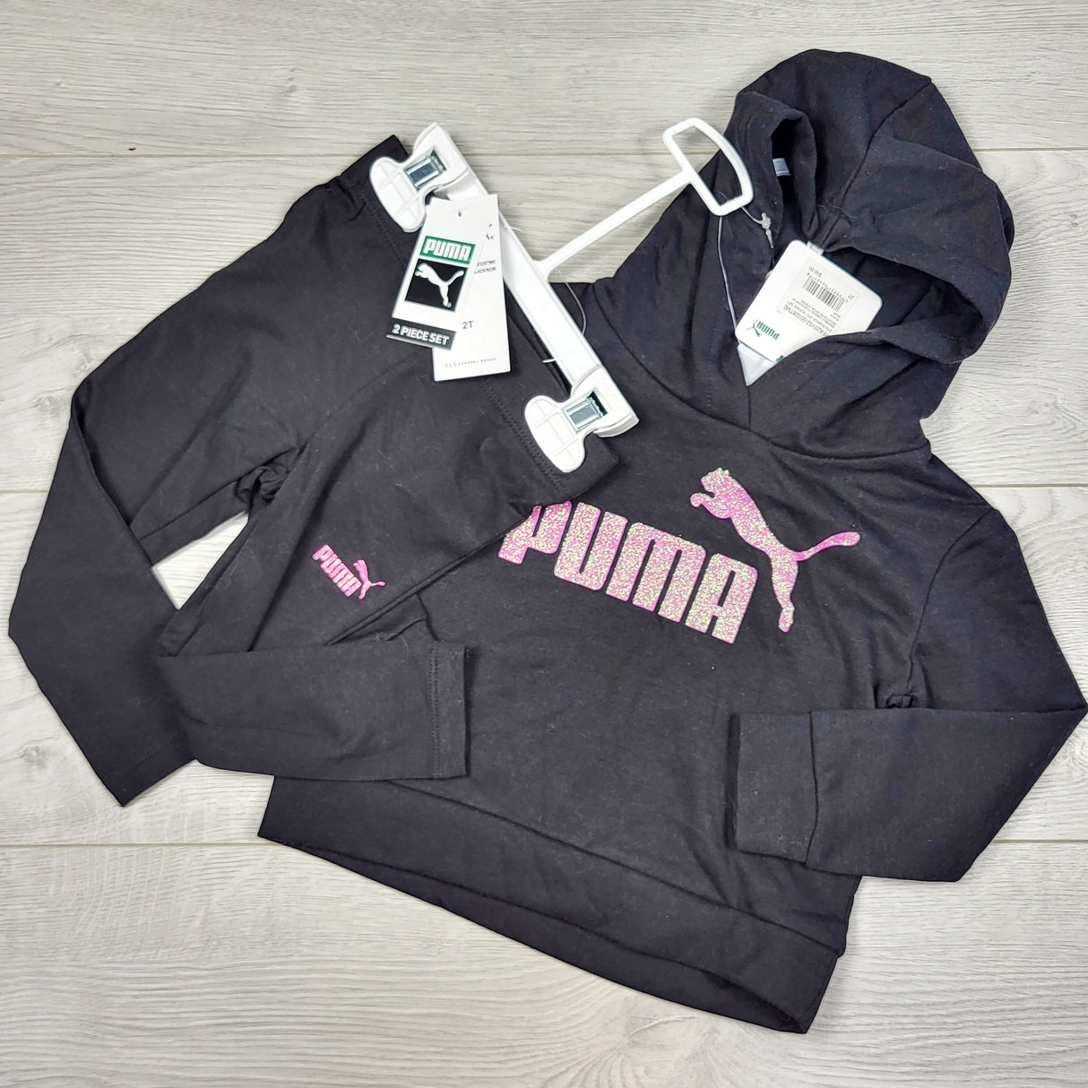 TSTB2 - NEW - Puma black and pink 2pc hoodie set. Size 2T