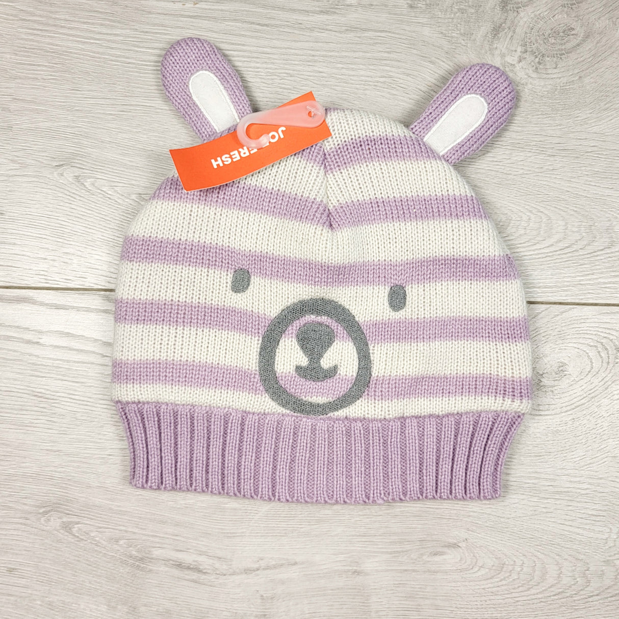 TSTB2 - NEW - Joe purple striped bunny toque. Size 4/5T