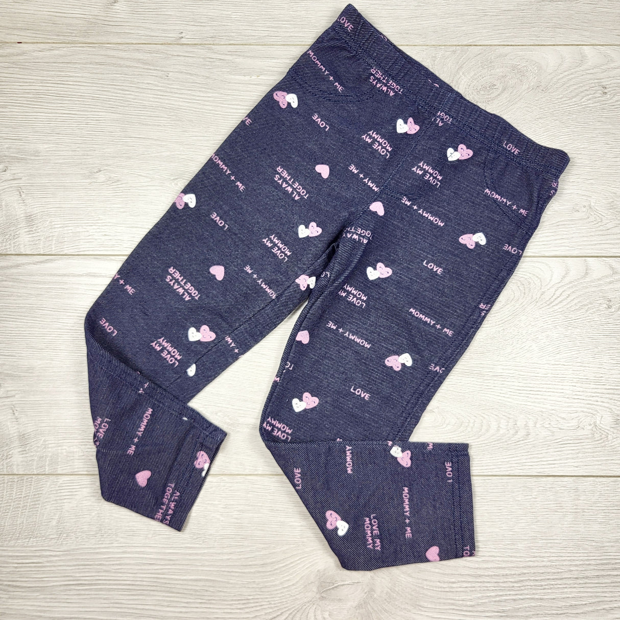 TSTB2 - Carters denim look leggings with hearts "Mommy + Me". Size 5T