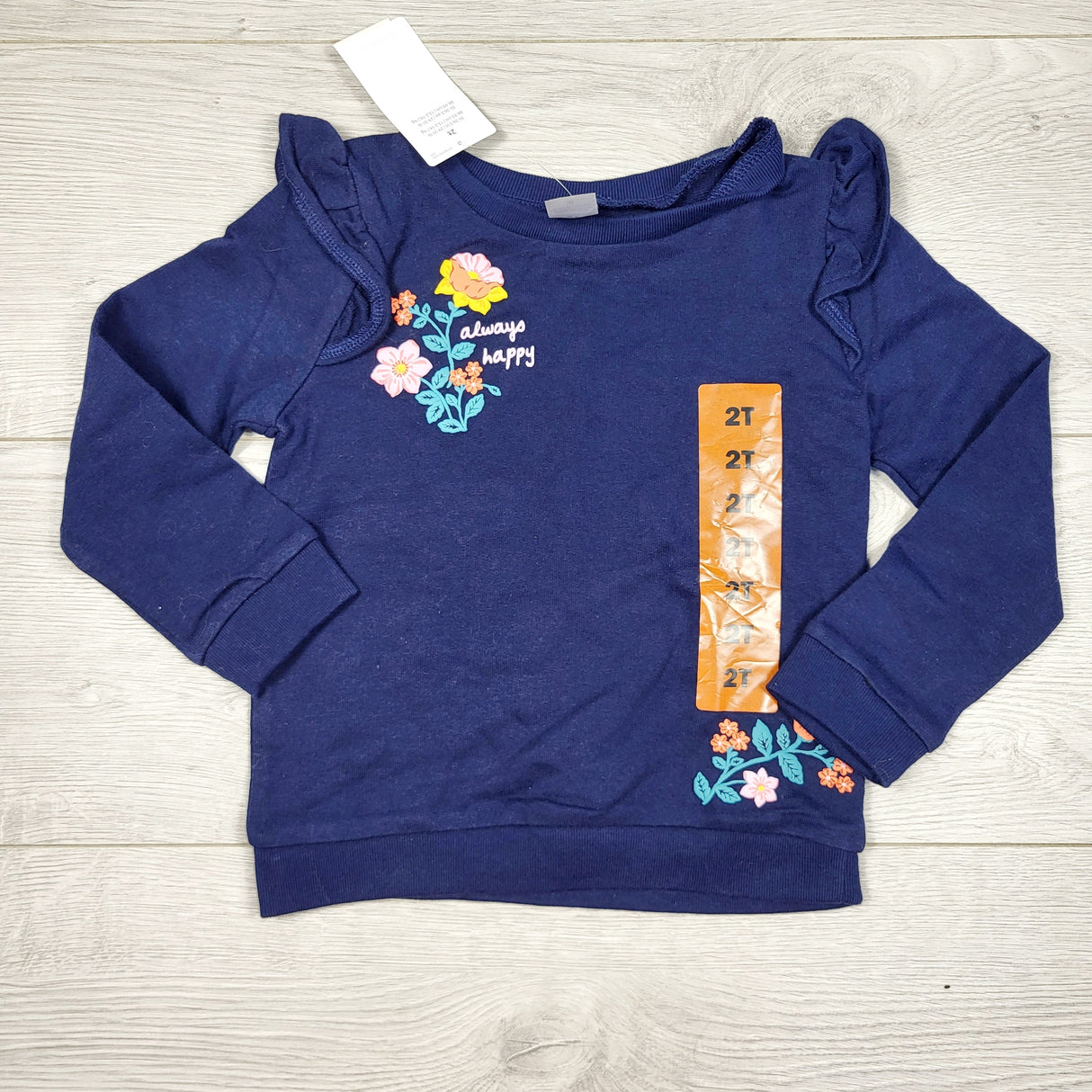 TSTB2 - NEW - Carters navy sweatshirt with flowers. Size 2T