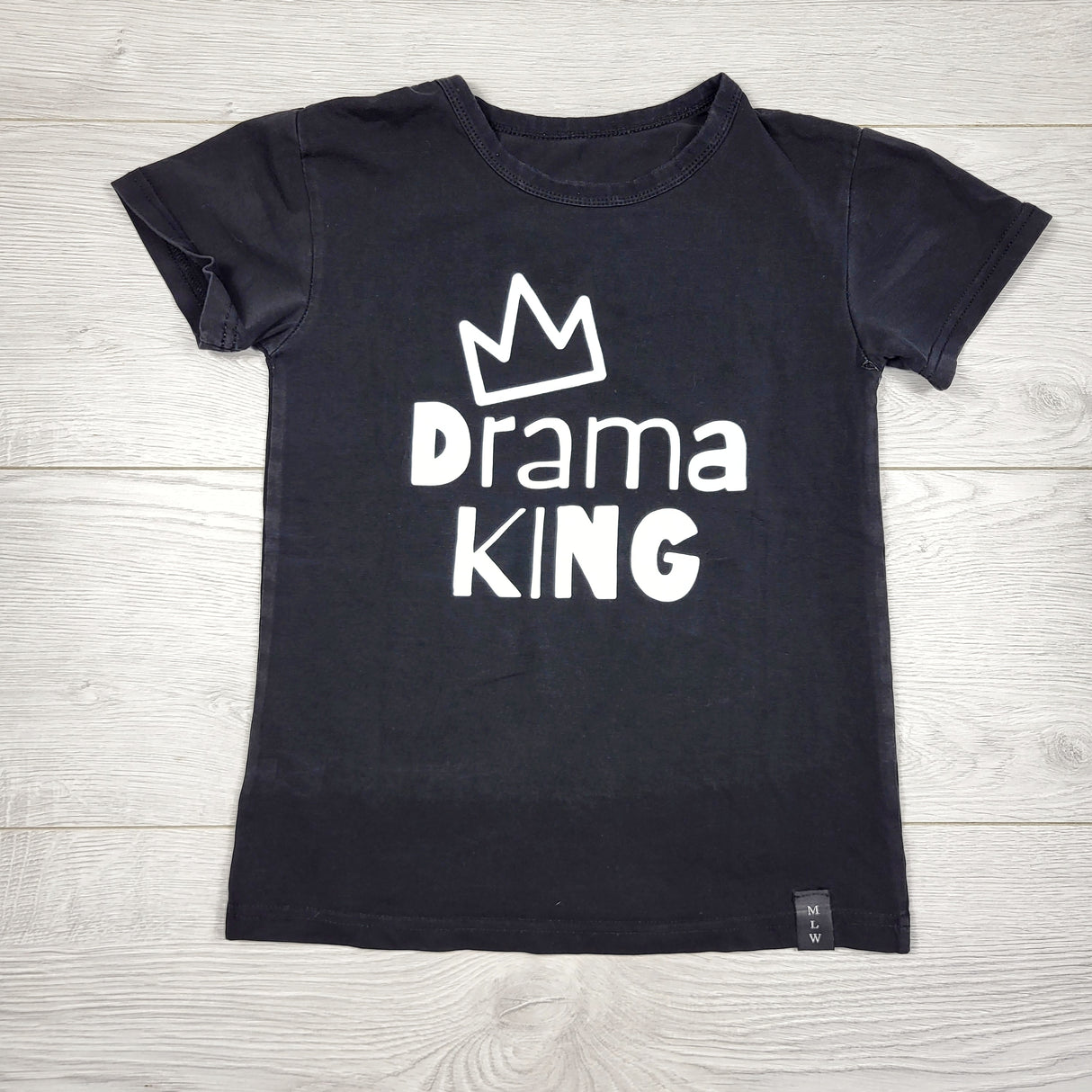 TGSS1 - MLW by Design Black "Drama King" t-shirt. Size 6