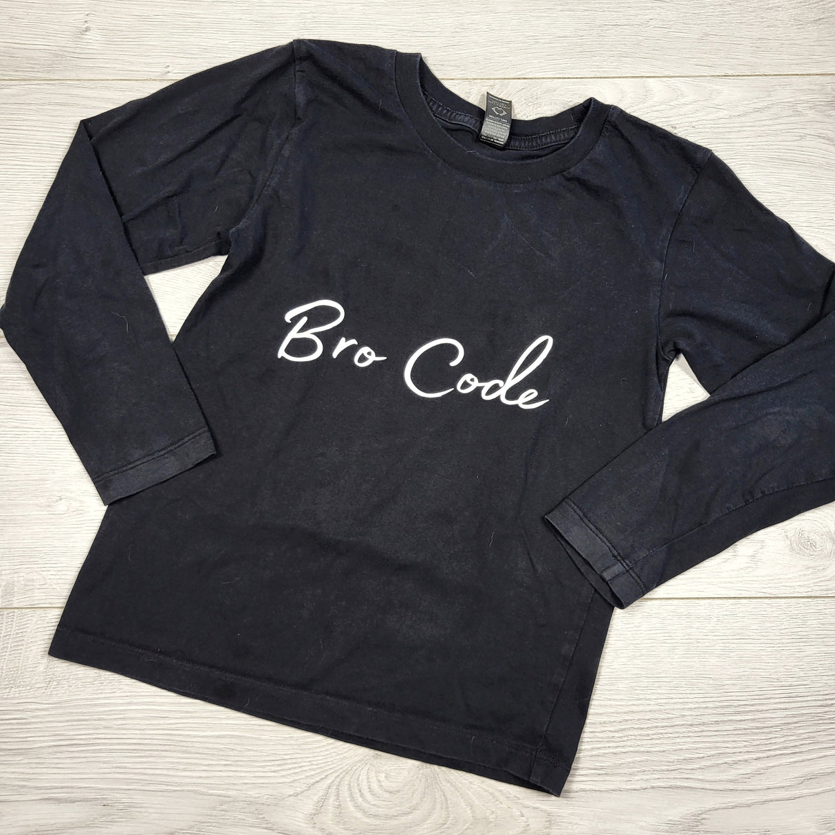 TGSS1 - Black "Bro Code" long sleeved top. Size 6