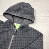SAHU1 - Peekaboo Beans grey houndstooth pattern zip up hoodie. Size 12-18 months 🍁