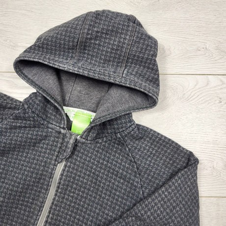 SAHU1 - Peekaboo Beans grey houndstooth pattern zip up hoodie. Size 12-18 months 🍁