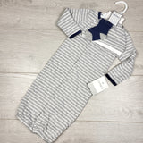 KAMG1 - NEW - Carters grey striped 3pc convertible sleep set. Size 6 months