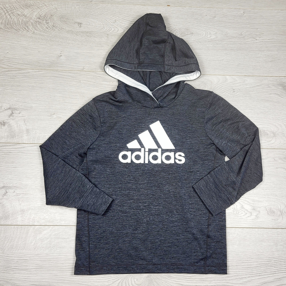 DMKY1 - Adidas charcoal coloured pullover active hoodie. Size 5T