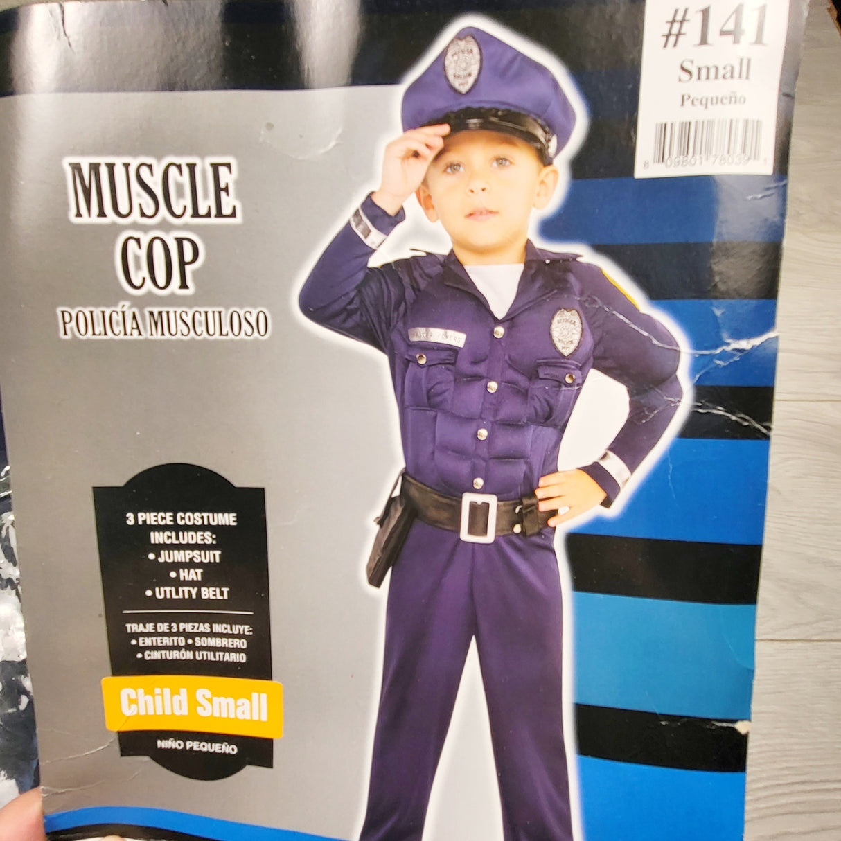 LKAN3 - Muscle Cop costume. Size small (approx 3/4T)