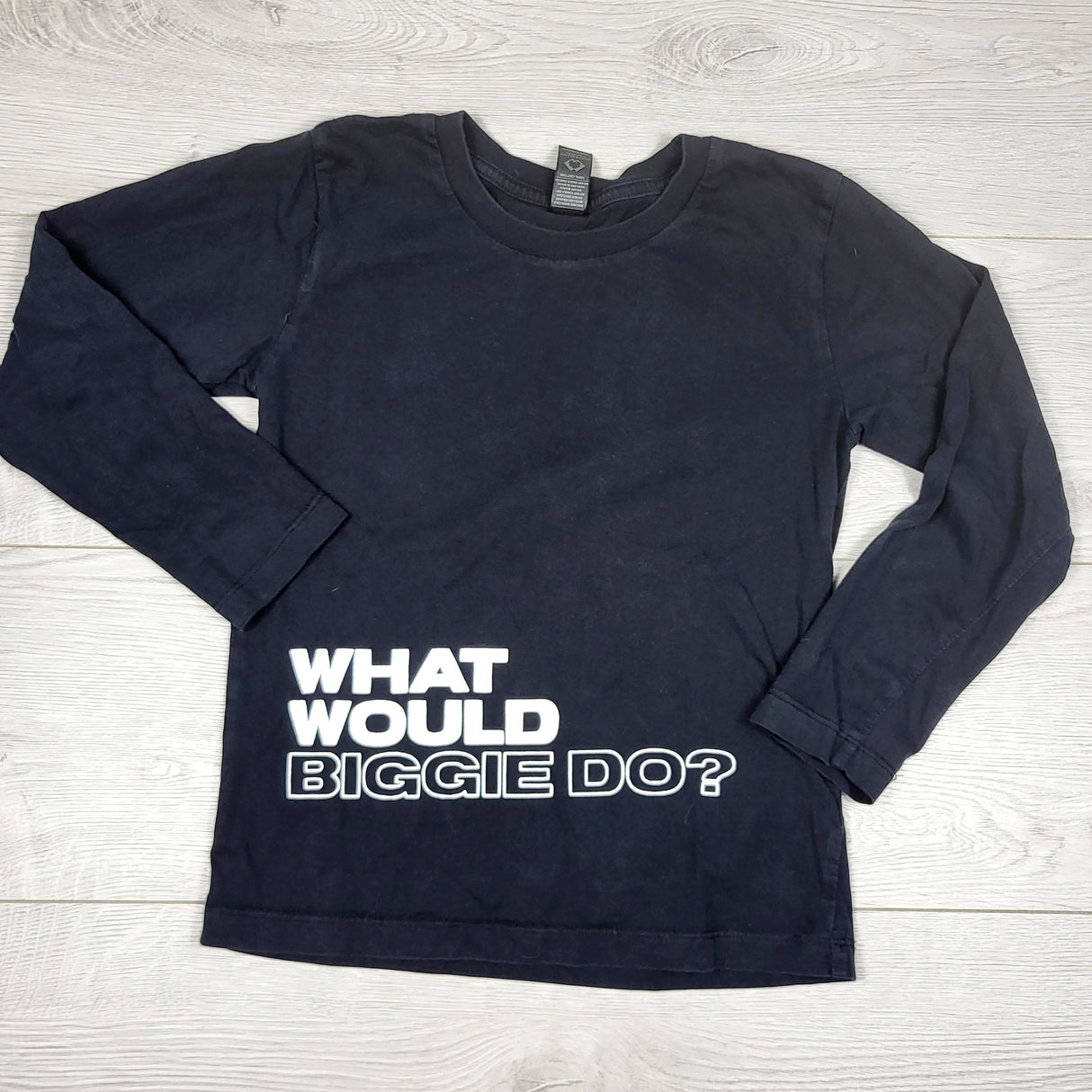 TGSS3 - Black custom made "What Would Biggie Do?" 90s rap shirt. Size 6