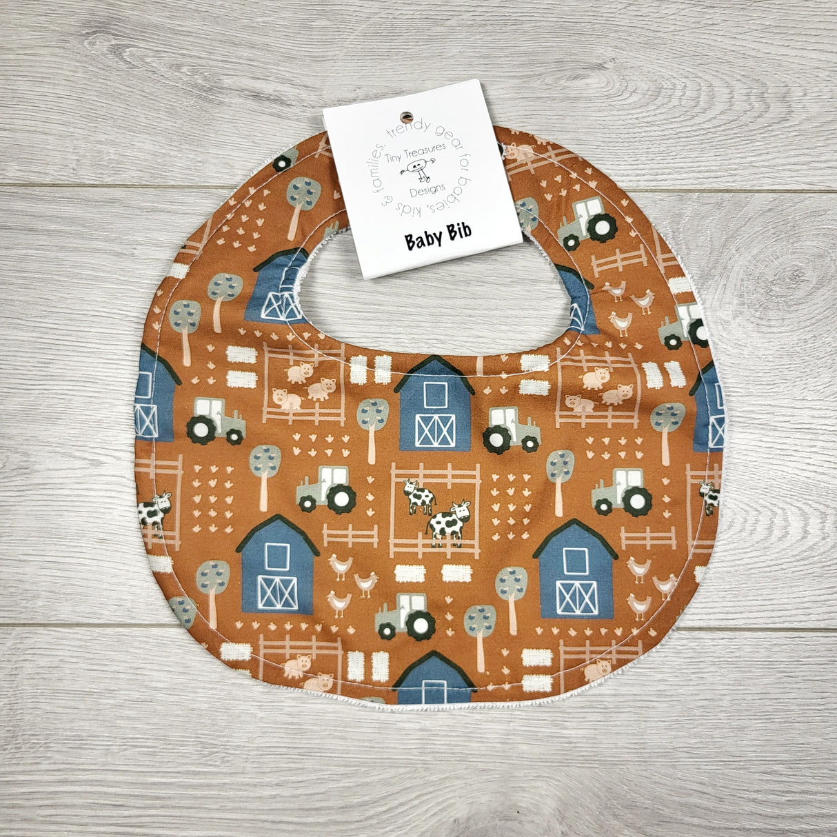 DMKY2 - NEW - Tiny Treasures Designs farm themed bib