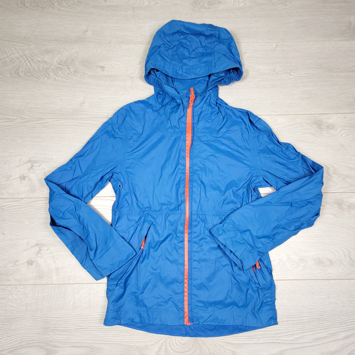 DMKY2 - Mountain Warehouse blue waterproof packable jacket. Size 7/8