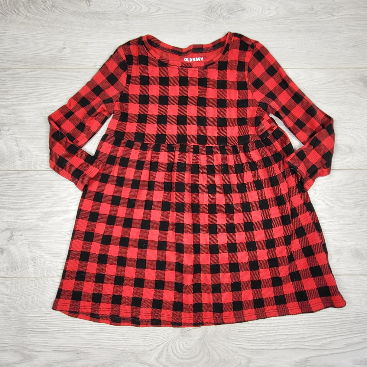 DMKY2 - Old Navy buffalo plaid knit long sleeved dress. Size 4T