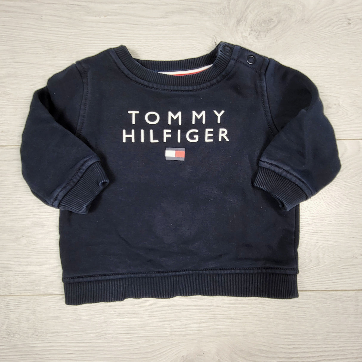 DMKY2 - Tommy Hilfiger navy terrycloth lined sweatshirt. Size 12 months