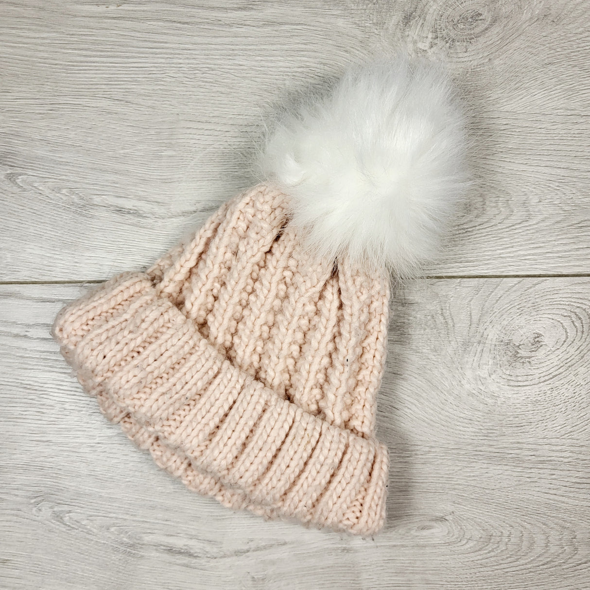 DMKY2 - Handmade pink pom pom toque. Approx 0-24 months