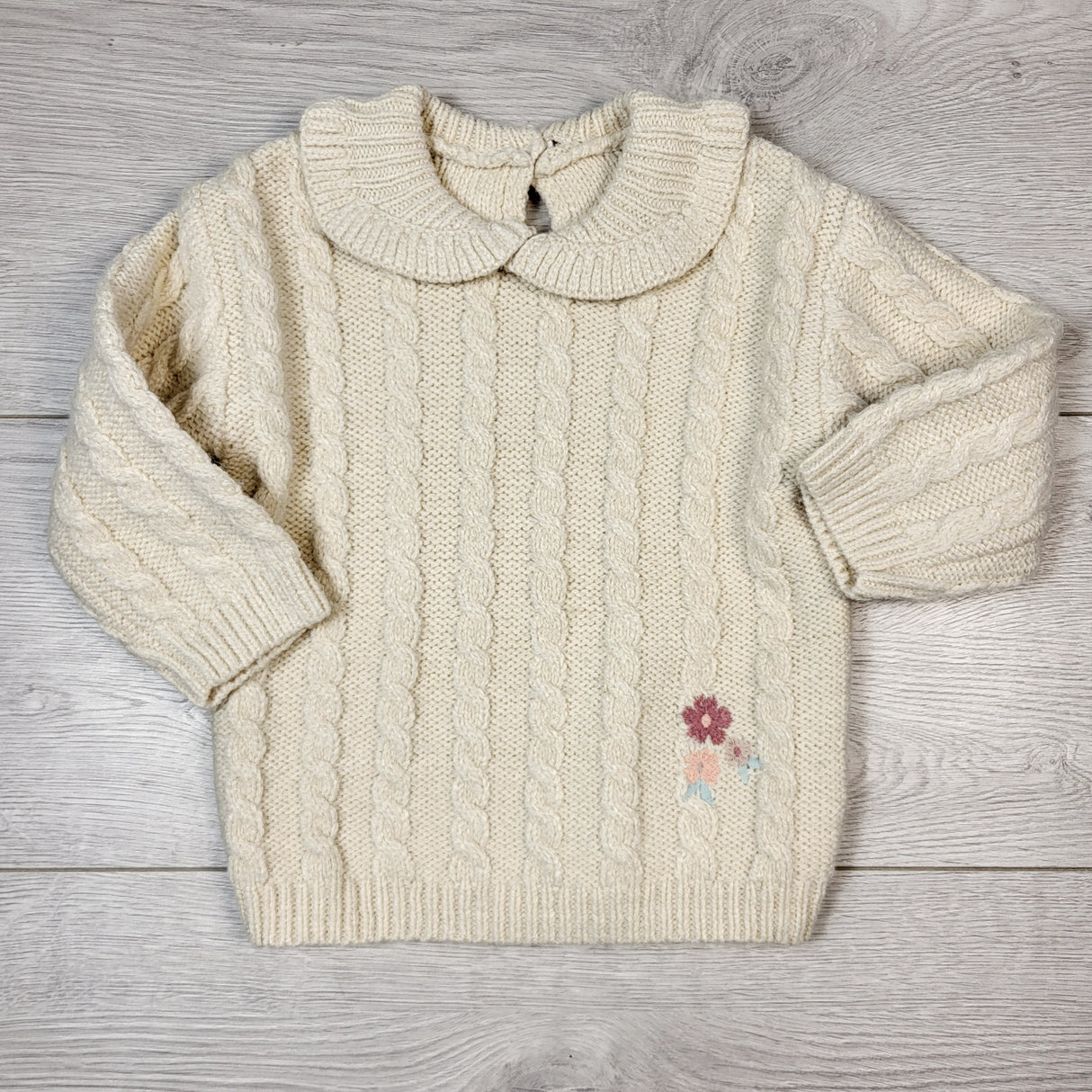 DMKY2 - Nutmeg cable knit sweater dress. Size 6-9 months