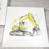 TGSS3 - Pair of construction themed canvas wall hangings. LOCAL pick up or delivery only