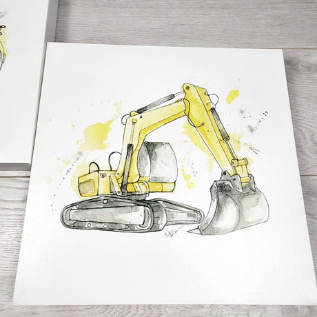 TGSS3 - Pair of construction themed canvas wall hangings. LOCAL pick up or delivery only