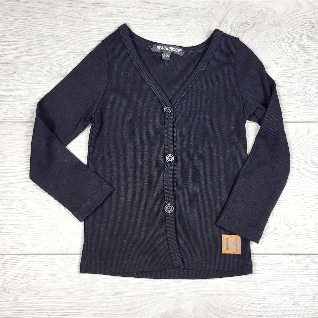 DMKY3 - Beau Hudson black ribbed cardigan. Size 9-12 months