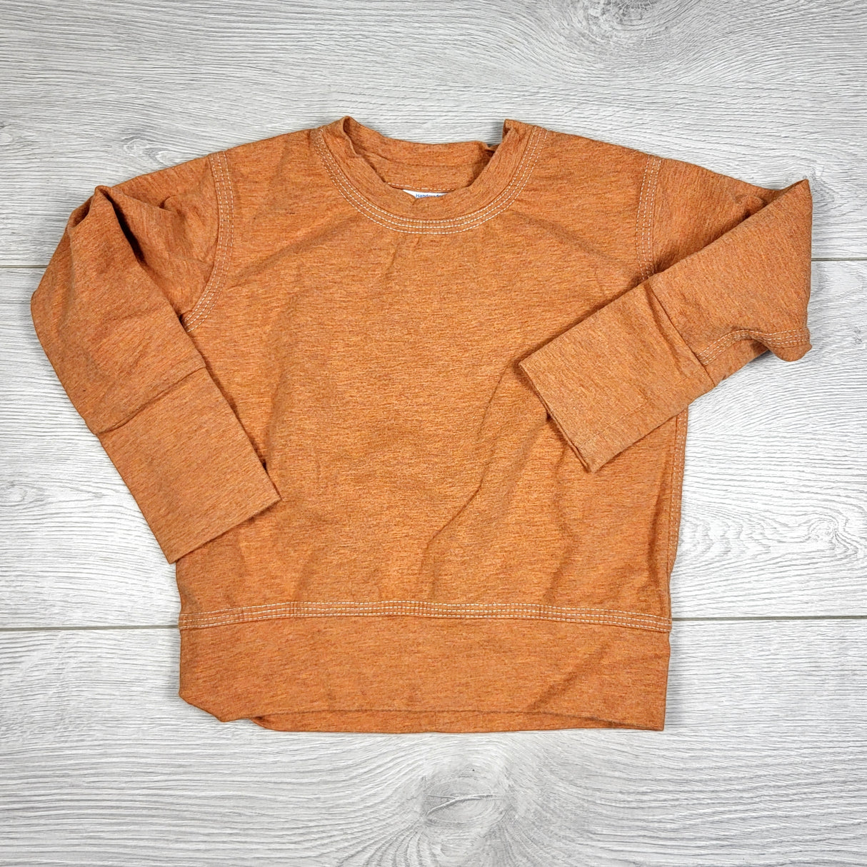 DMKY3 - Lavender Moon Kids orange handmade cotton top. Size 3-12 months 🍁