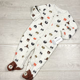 KAMG2 - NEW - Carters grey cotton sleeper with woodland animals. Size 6 months