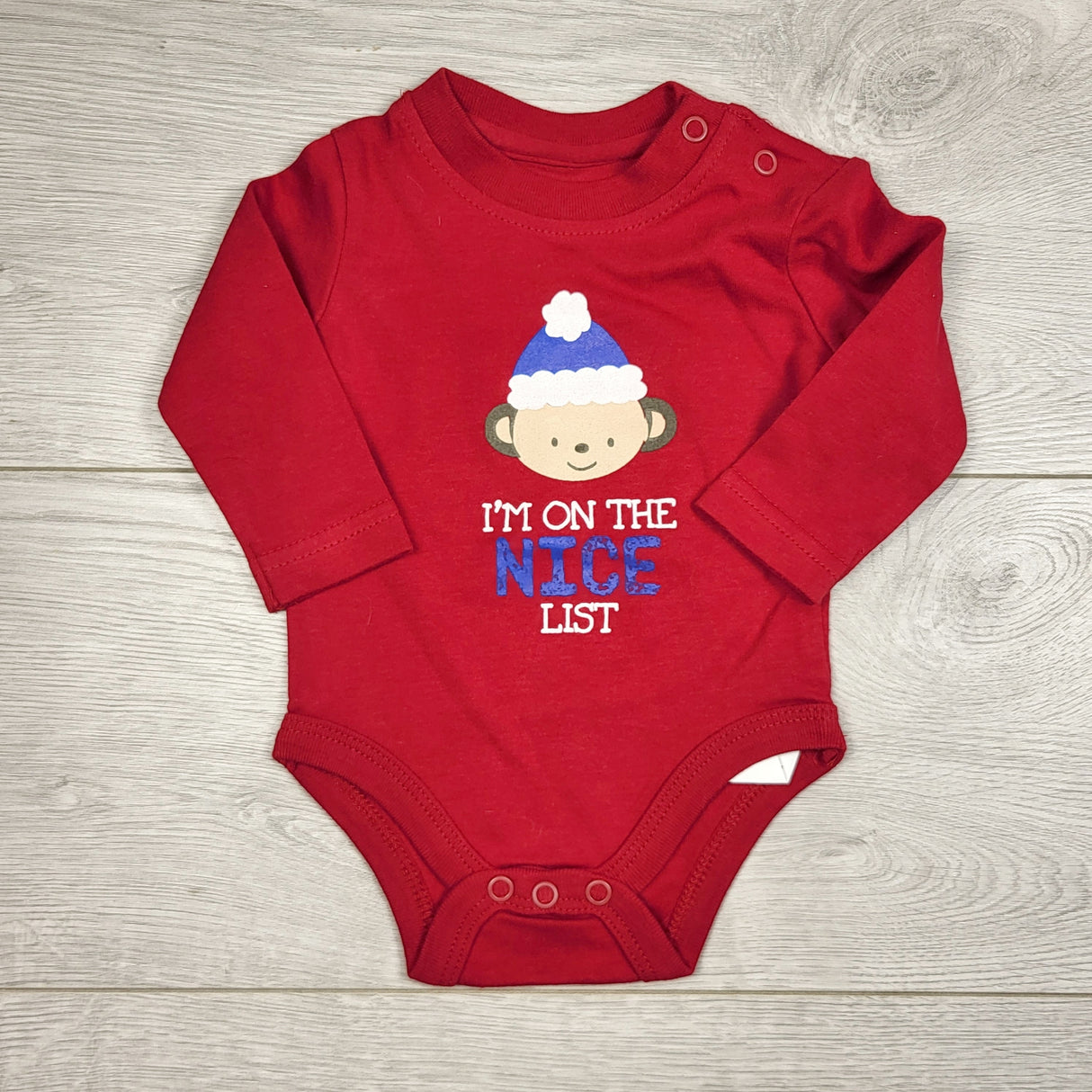 KAMG2 - Joe red "I'm on the Nice List" bodysuit. Size 0-3 months