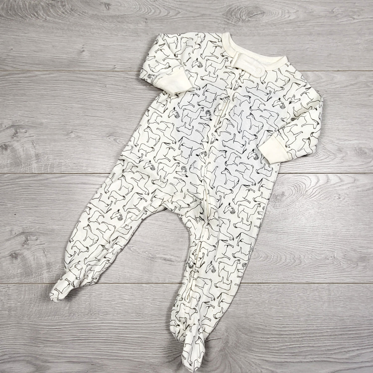 KAMG2 - Touched by Nature white zippered cotton sleeper with dogs. Size 3-6 months