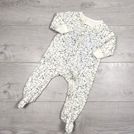 KAMG2 - Touched by Nature white zippered cotton sleeper with dogs. Size 3-6 months