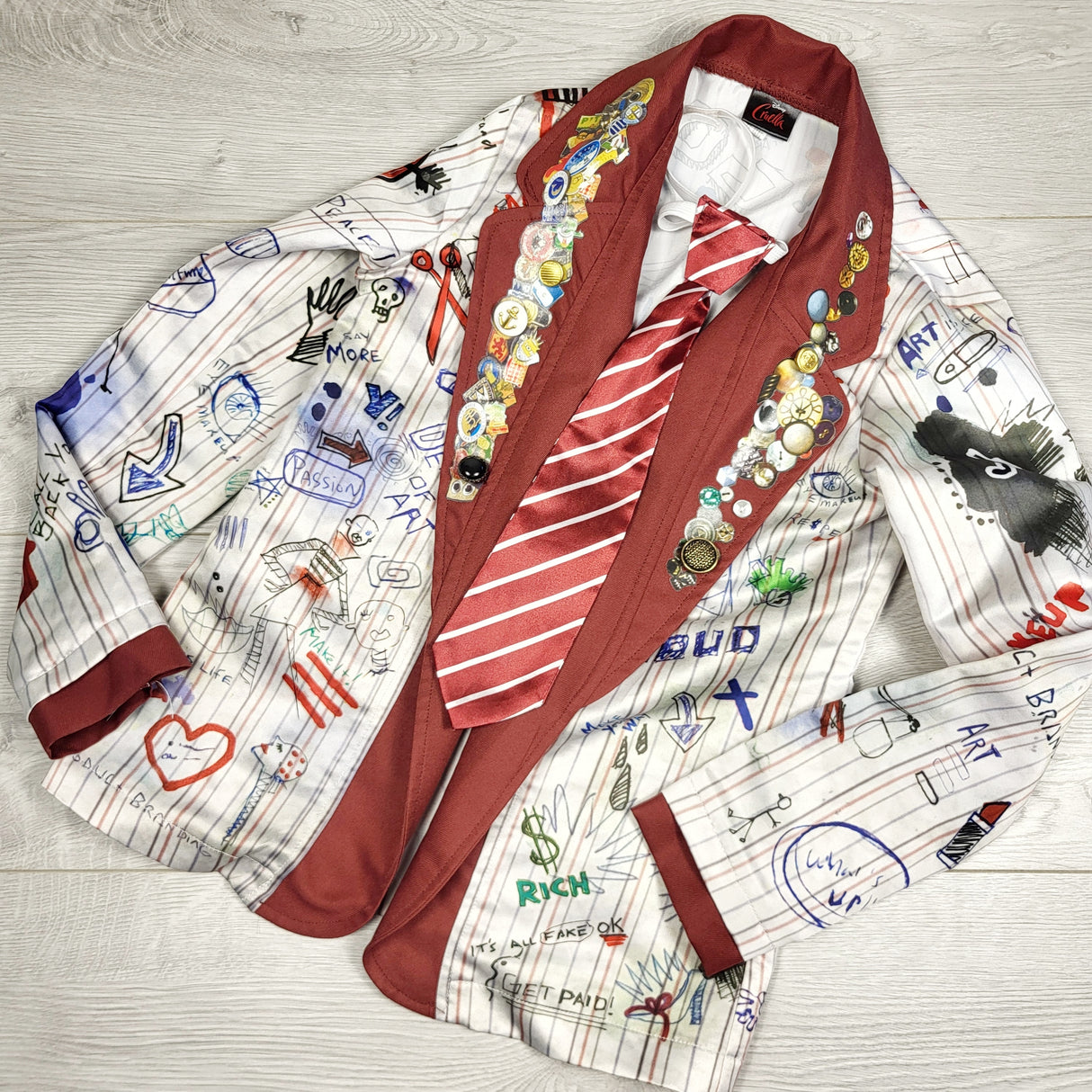 ACRM1 - Disney Cruella artsy school blazer 2pc costume. Girls size 8-10 Years